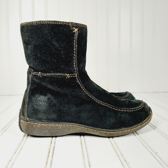 Timberland Leather Suede Waterproof Black Zippered Winter Ankle Boots I111 - Picture 5 of 12